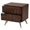 Baxton Studio Graceland Mid-Century Modern Transitional Walnut Brown Finished Wood 2-Drawer Nightstand 233-13277-ZORO - alternate 6